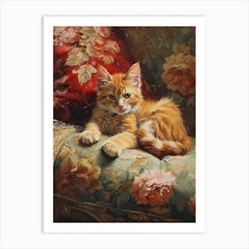 Kitten Resting On Rococo Inspired Sofa Art Print