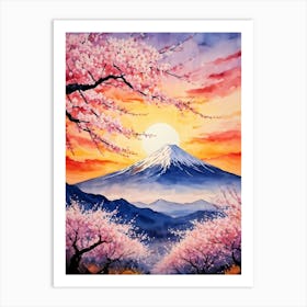 Cherry Blossoms At Sunset Art Print