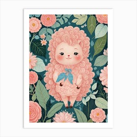 Pink Kawaii Lamb Art Print