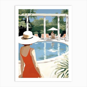 Patio With Pool In Mexico - expressionism 1 Art Print