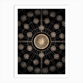 Geometric Glyph Radial Array in Glitter Gold on Black n.0081 Art Print