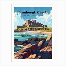 Bamburgh Castle England Northumberland Digital Travel Illustration Art Print