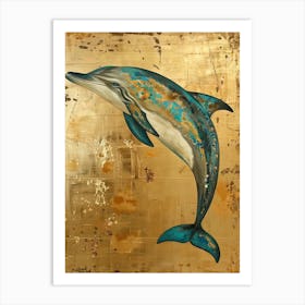Dolphin Gold Effect Collage 8 Art Print