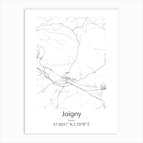 Joigny,France Minimalist Map Art Print