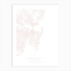 Sydney Australia Light Pink Minimal Street Map Art Print