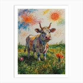 Cow In The Meadow 1 Art Print