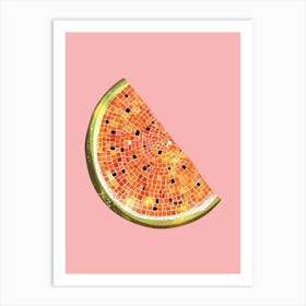 Disco Ball Watermelon Slice Pink Art Disco Poster Trendy Aesthetic Art Food Kitchen Art Print