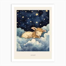 Baby Goat 2 Sleeping In The Clouds Nursery Poster Art Print