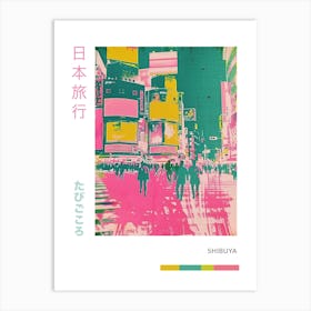 Shibuya Crossing In Tokyo Duotone Silk Screen Poster 1 Art Print