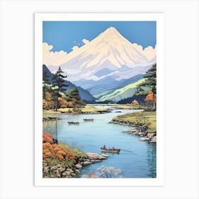 Kamikochi In Nagano, Ukiyo E Drawing 4 Art Print