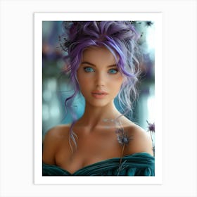 Beautiful Girl With Purple Hair Art Print