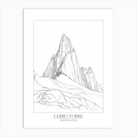 Cerro Torre Argentina Chile Line Drawing 4 Poster Art Print