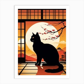 Japan Cat Art 23 Art Print