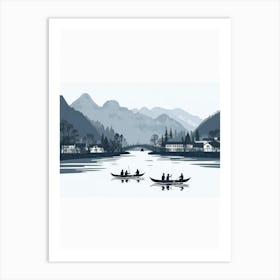 Canoes On The Lake 1 Art Print