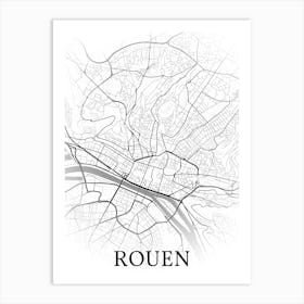 Rouen, Seine Maritime, France, City Map, Black And White Fade Design Poster