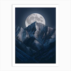 Full Moon Over Mountains Art Print