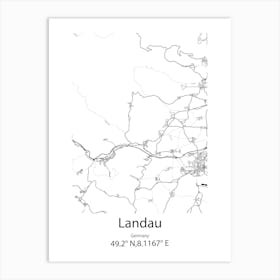 Landau An Der Isar,Germany Minimalist Map Art Print