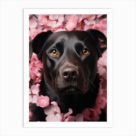 Labrador puppy with flower Art Print