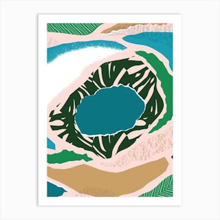 Blue Lake Jungle Abstract Art Print