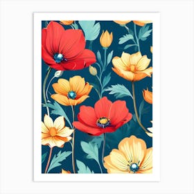 Floral Seamless Pattern 2 Art Print