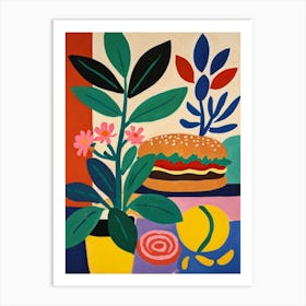 Burger And Plant Art Print