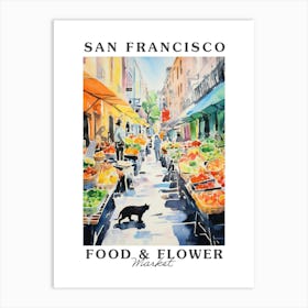 Food Market With Cats In San Francisco 3 Poster Art Print