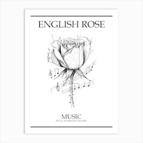English Rose Music Line Drawing 1 Poster Art Print