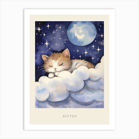 Baby Kitten 6 Sleeping In The Clouds Nursery Poster Art Print