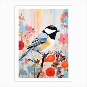 Bird Painting Collage Carolina Chickadee 4 Art Print