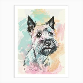 Pastel Fox Terrier Dog Line Illustration 1 Art Print