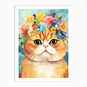 Exotic Shorthair Cat With A Flower Crown Painting Matisse Style 1 Art Print