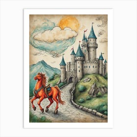 Horse In A Castle Art Print