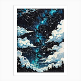 Night Sky With Clouds Art Print