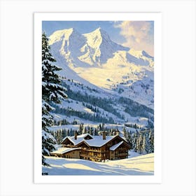 La Clusaz, France Ski Resort Vintage Landscape 1 Skiing Poster Art Print
