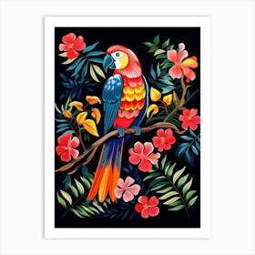 Folk Bird Illustration Parrot 2 Art Print