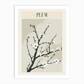 Plum Tree Minimal Japandi Illustration 3 Poster Art Print