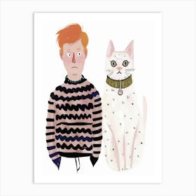 Boy And A Cat 1 Art Print