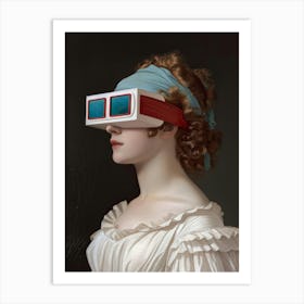 Lady With 3d Glasses Art Print