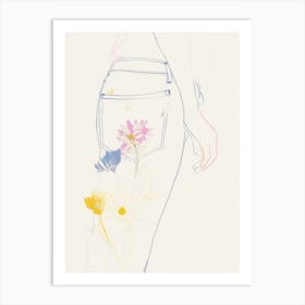 Jean Line Art Flowers 3 Art Print