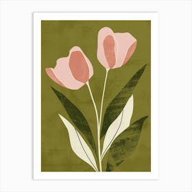 Pink & Green Rose 2 Art Print