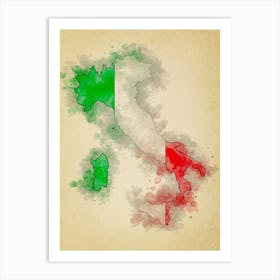 Italy Flag Vintage Art Print