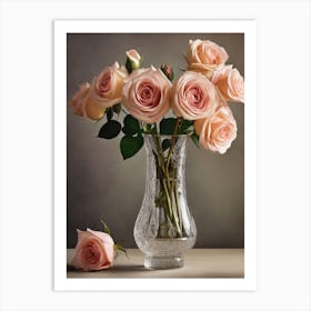 A Vase Of Pink Roses 102 Art Print