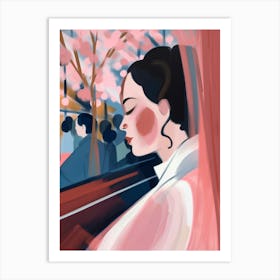 Asian Woman in Pink. Oil Portrait Art Print