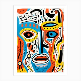 Colourful Gouache Inspired Face 3 Art Print