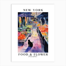Food Market With Cats In New York 1 Poster Art Print