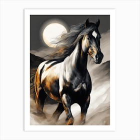 Horse In The Moonlight 21 Art Print