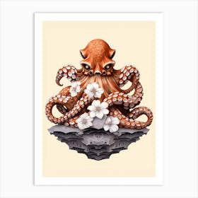 Coconut Octopus Illustration 14 Art Print