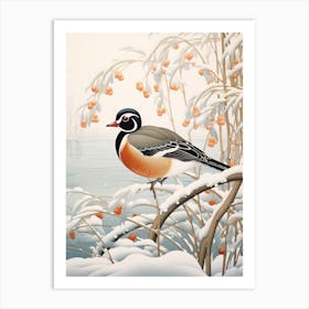 Winter Bird Painting Wood Duck 3 Art Print