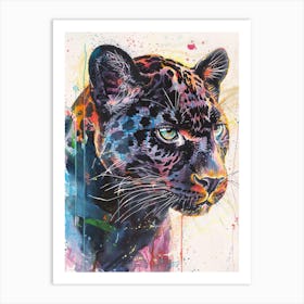 Panther Colourful Watercolour 1 Art Print