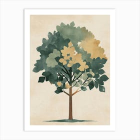 Chestnut Tree Minimal Japandi Illustration 3 Art Print